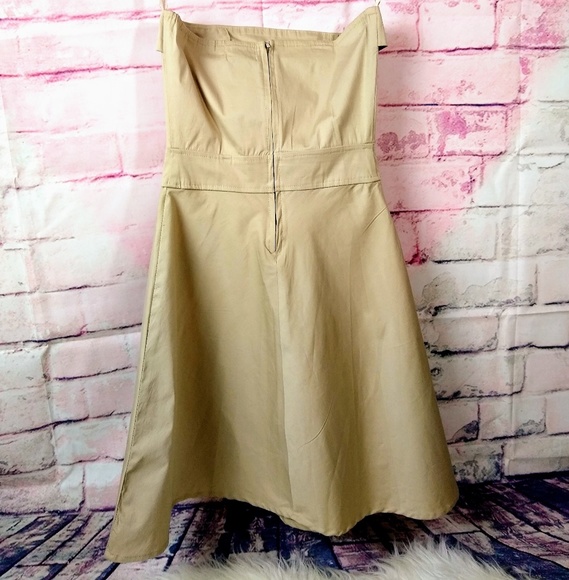 Vintage New With Tags Y2K Strapless Stretchy Khaki Utility Dress - Picture 2 of 10